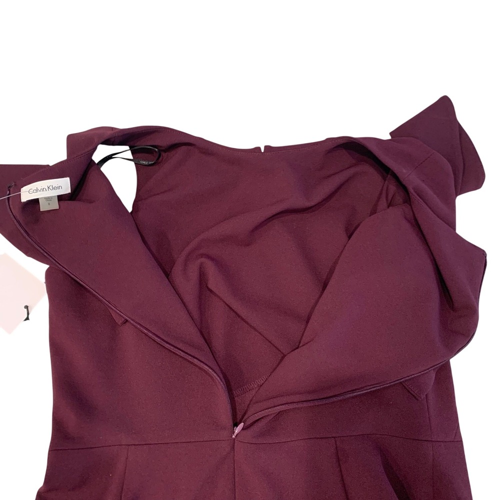 Calvin Klein Burgundy Cold Shoulder Sheath Dress New w/ Tags Women's Size 8 - Picture 9 of 16